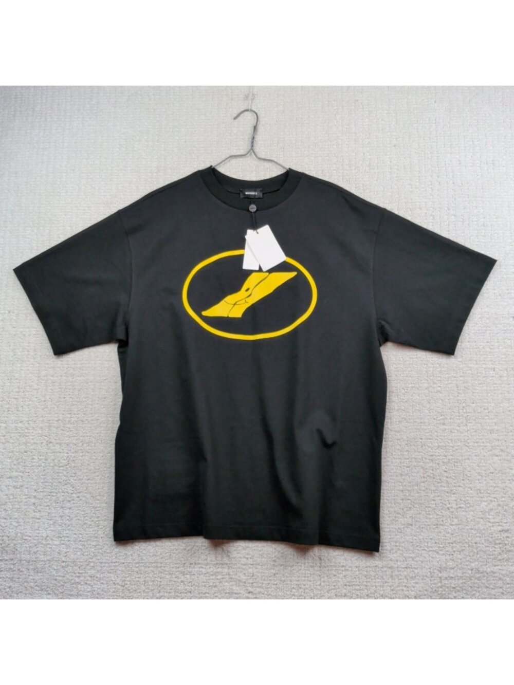We11done Oversized Graphic Tee Black / Yellow Smile Logo Korea Made T-Shirt NWT